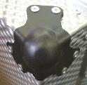 Black painted metal ball corner closeup
